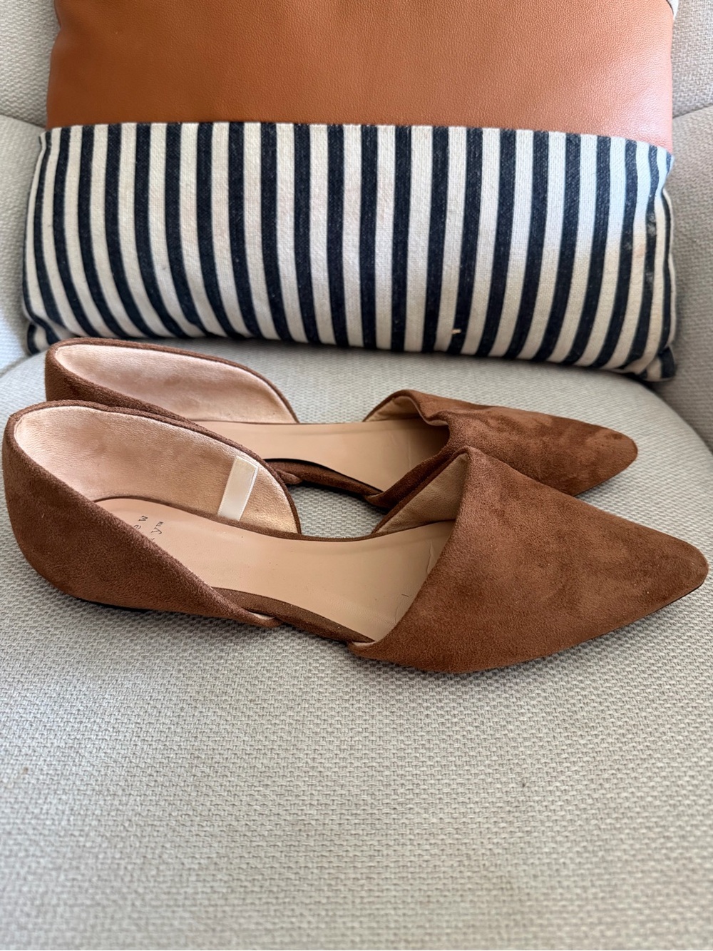 a new day Chestnut Suede Pointed Toe D'Orsay Flats - Picture 2 of 4
